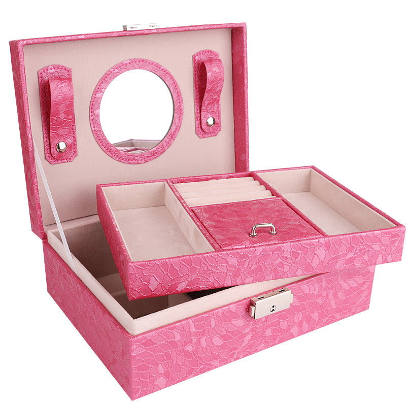 EXQUISITE PU LEATHER JEWELRY BOX WITH LOCK