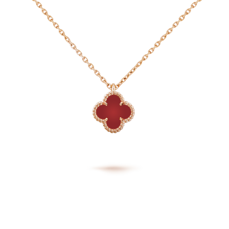 [Lucas Jewelry]CLOVER MINI 9.5MM WHITE CARNELIANS NECKLACE