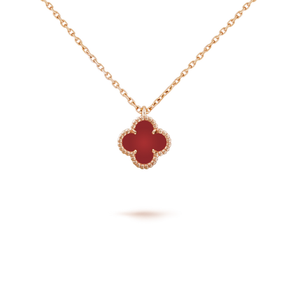 [Lucas Jewelry]CLOVER MINI 9.5MM WHITE CARNELIANS NECKLACE