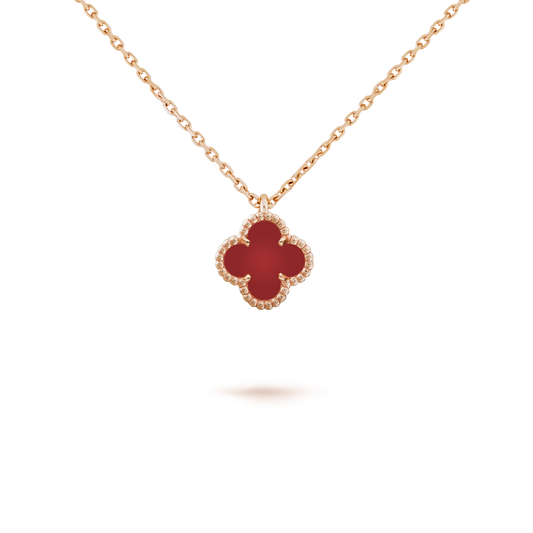 [Lucas Jewelry]CLOVER MINI 9.5MM WHITE CARNELIANS NECKLACE