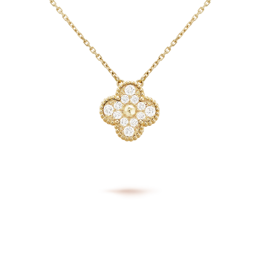 [Lucas Jewelry]CLOVER 15MM DIAMOND SINGLE FLOWER NECKLACE