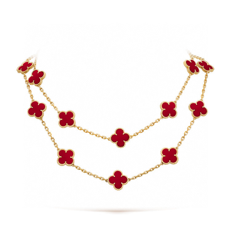 [Lucas Jewelry]CLOVER 20 MOTIFS CARNELIAN NECKLACE