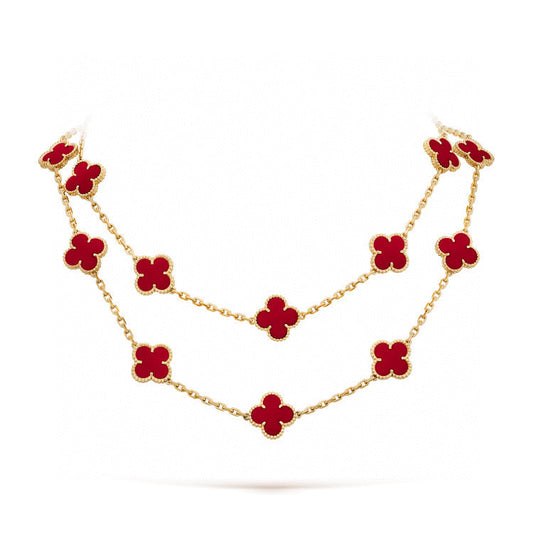 [Lucas Jewelry]CLOVER 20 MOTIFS CARNELIAN NECKLACE