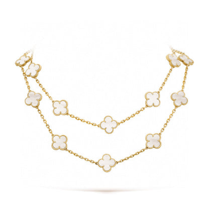 [Lucas Jewelry]CLOVER 20 MOTIFS WHITE MOP NECKLACE