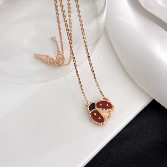 [Lucas Jewelry]LUCKY  CARNELIANS LADYBUG NECKLACE