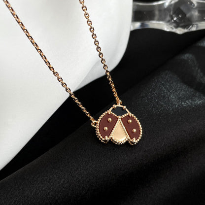 [Lucas Jewelry]LUCKY  CARNELIANS LADYBUG NECKLACE