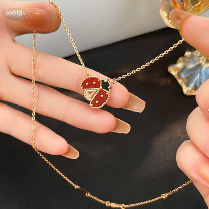 [Lucas Jewelry]LUCKY  CARNELIANS LADYBUG NECKLACE