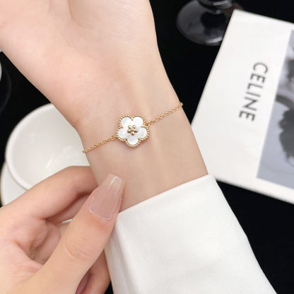 [Lucas Jewelry]LUCKY WHITE MOP PLUM BLOSSOM  BRACELET