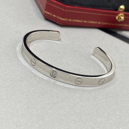 [Lucas Jewelry]LOVE BRACELET 6.1MM 1 DIAMOND OPEN CUFF