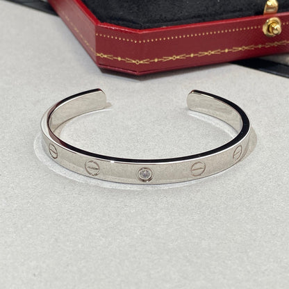 [Lucas Jewelry]LOVE BRACELET 6.1MM 1 DIAMOND OPEN CUFF