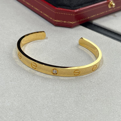 [Lucas Jewelry]LOVE BRACELET 6.1MM 1 DIAMOND OPEN CUFF