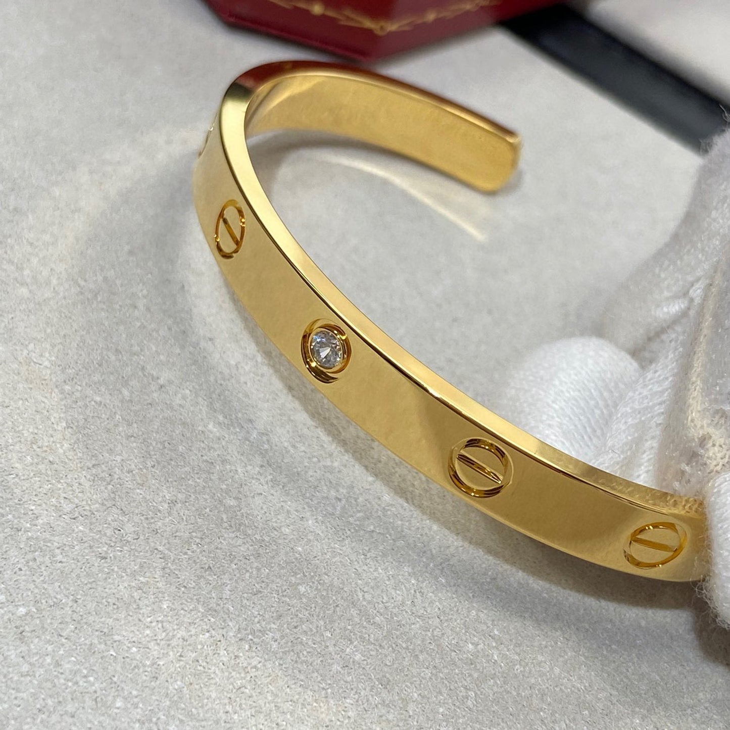 [Lucas Jewelry]LOVE BRACELET 6.1MM 1 DIAMOND OPEN CUFF