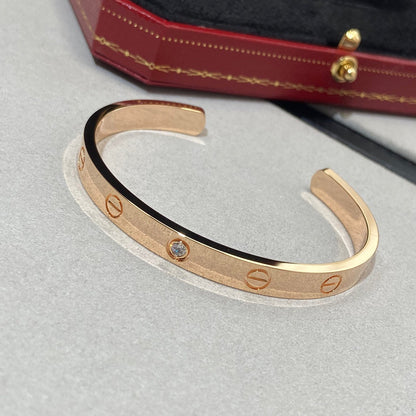 [Lucas Jewelry]LOVE BRACELET 6.1MM 1 DIAMOND OPEN CUFF