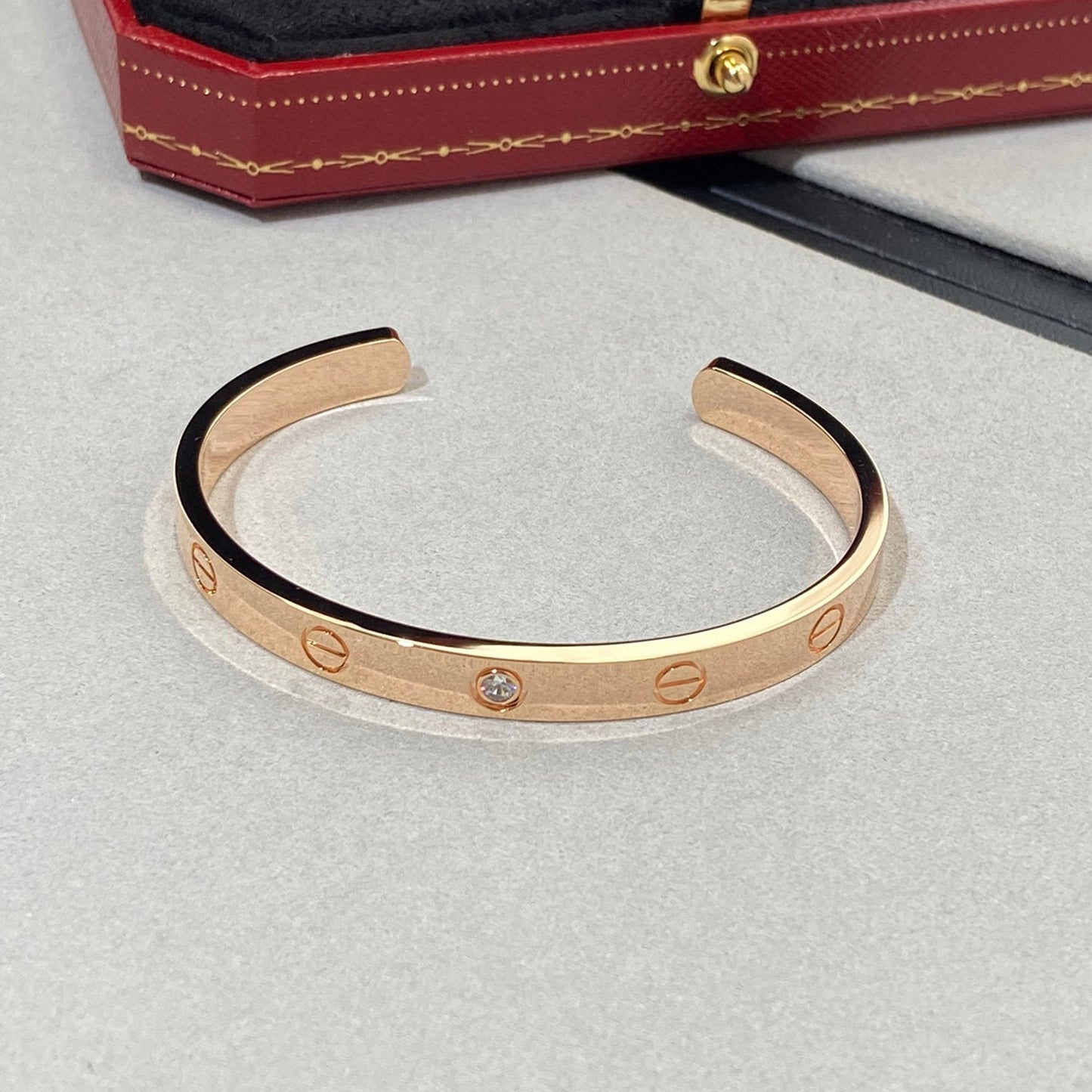 [Lucas Jewelry]LOVE BRACELET 6.1MM 1 DIAMOND OPEN CUFF