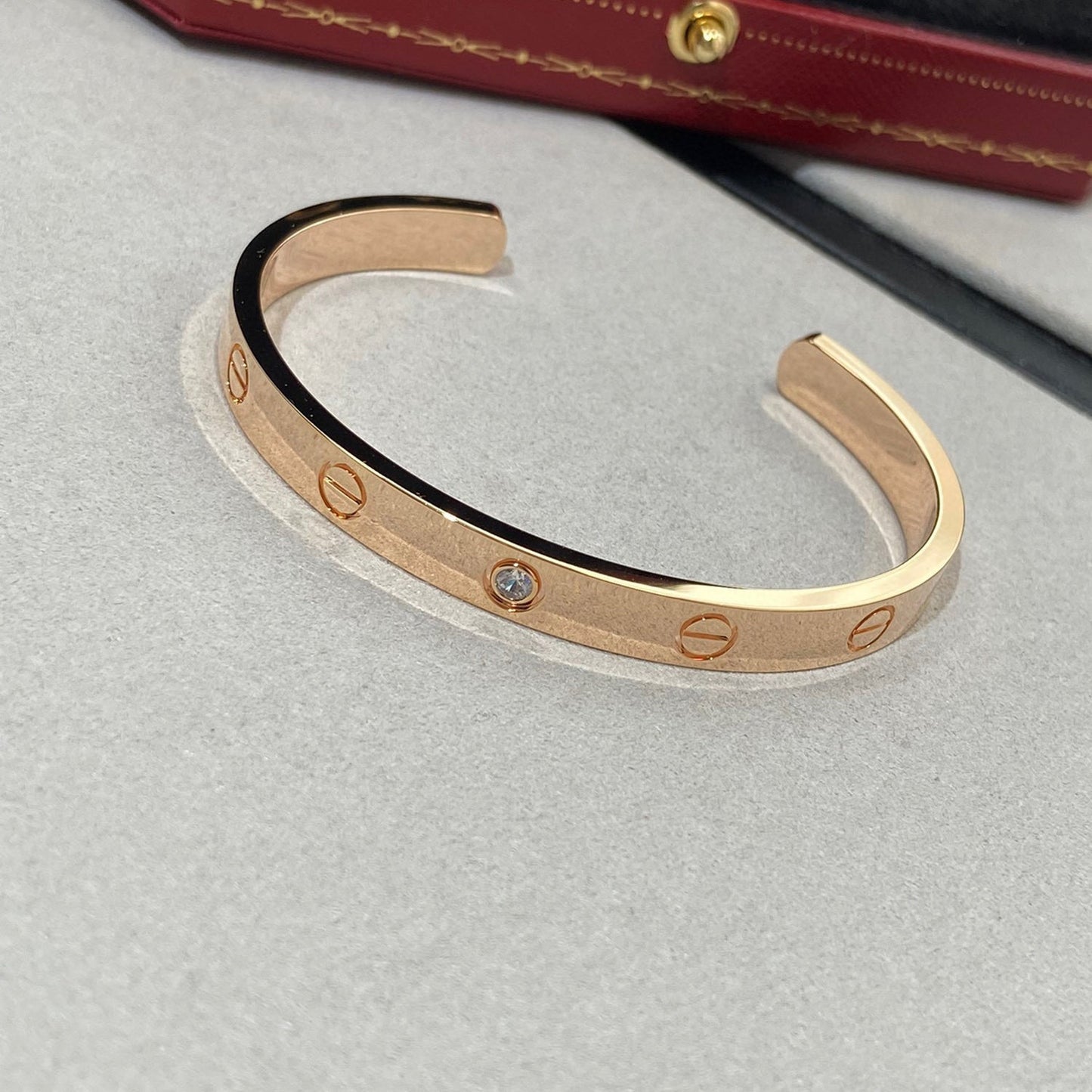 [Lucas Jewelry]LOVE BRACELET 6.1MM 1 DIAMOND OPEN CUFF