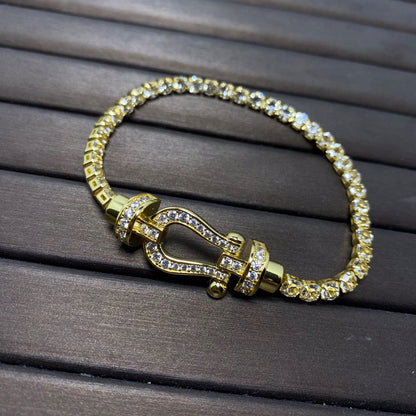 [Lucas Jewelry]FORCE  LARGE HORSESHOE FULL DIAMOND TENNIS BRACELET