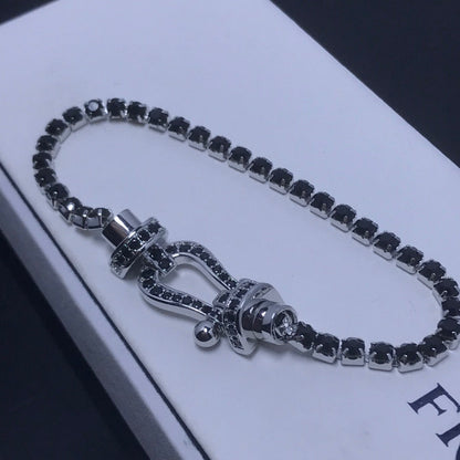 [Lucas Jewelry]FORCE  LARGE HORSESHOE FULL DIAMOND TENNIS BRACELET