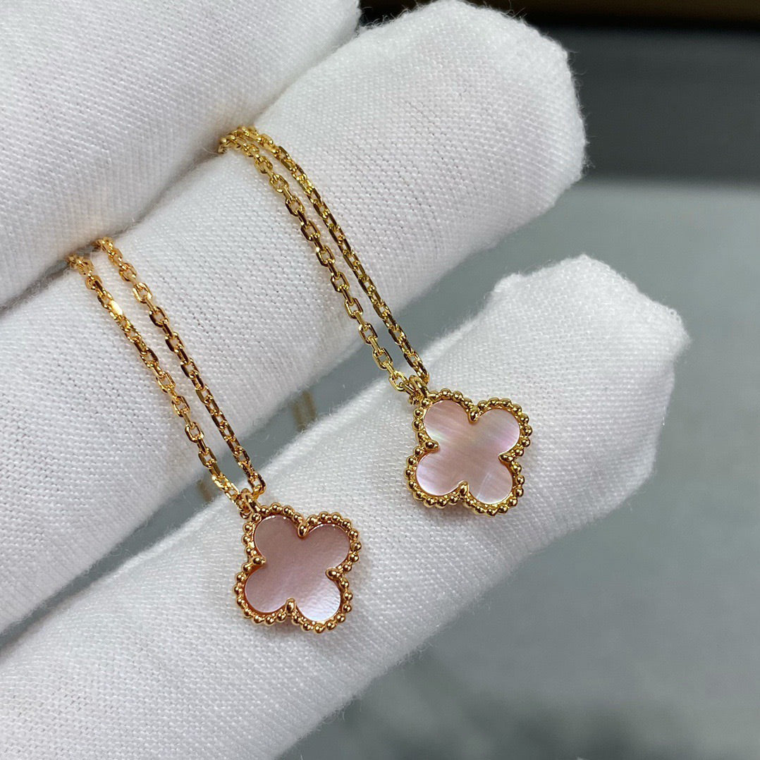 [Lucas Jewelry]CLOVER 15MM PINK MOTHER-OF-PEARL SINGLE FLOWER NECKLACE