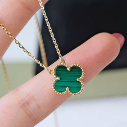 [Lucas Jewelry]CLOVER 15MM MALACHITE SINGLE FLOWER  NECKLACE