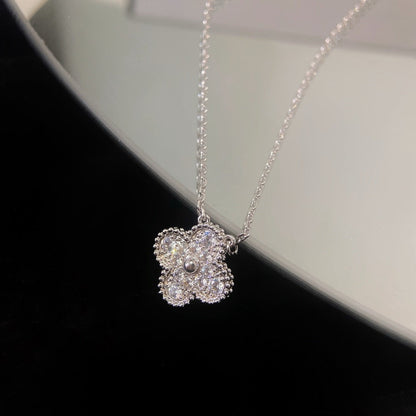 [Lucas Jewelry]CLOVER 15MM DIAMOND SINGLE FLOWER NECKLACE