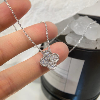 [Lucas Jewelry]CLOVER 15MM DIAMOND SINGLE FLOWER NECKLACE