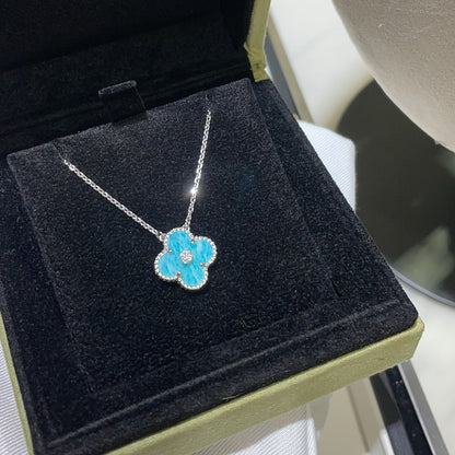 [Lucas Jewelry]CLOVER 15MM DIAMOND SVRES PORCELAIN  NECKLACE SILVER