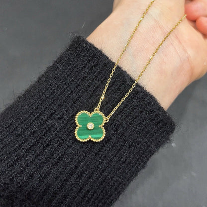 [Lucas Jewelry]CLOVER 15MM DIAMOND TURQUOISE NECKLACE