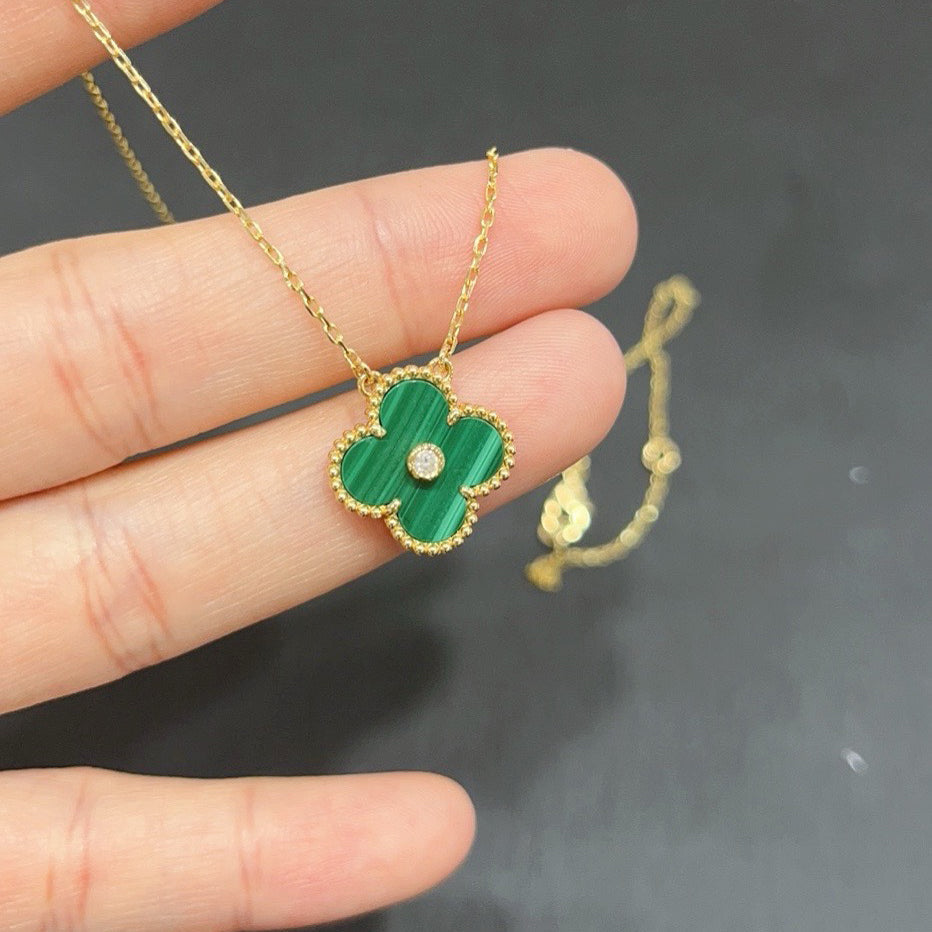 [Lucas Jewelry]CLOVER 15MM DIAMOND TURQUOISE NECKLACE