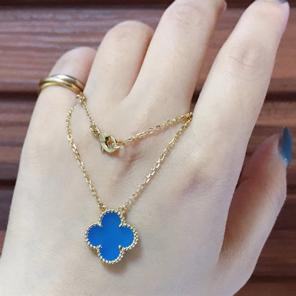 [Lucas Jewelry]CLOVER 15MM BLUE AGATE NECKLACE