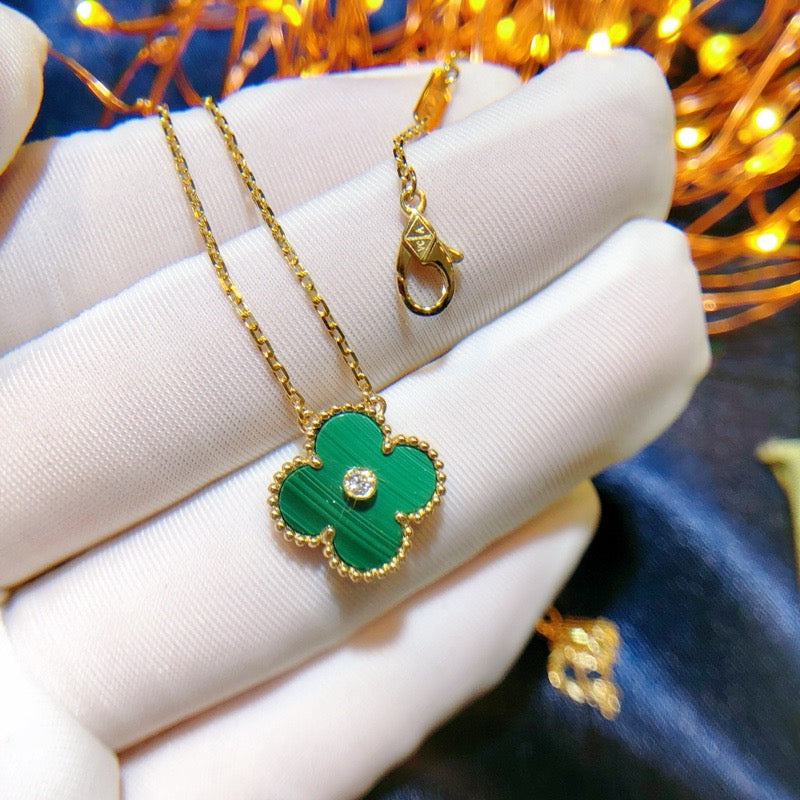 [Lucas Jewelry]CLOVER 15MM DIAMOND TURQUOISE NECKLACE