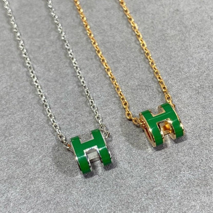 [Lucas Jewelry]POP H GREEN NECKLACE SILVER AND GOLD