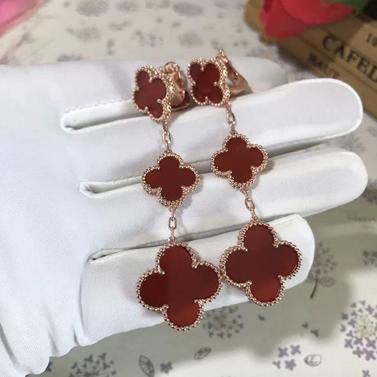 [Lucas Jewelry]CLOVER 3 MOTIF CARNELIAN DROP EARRINGS