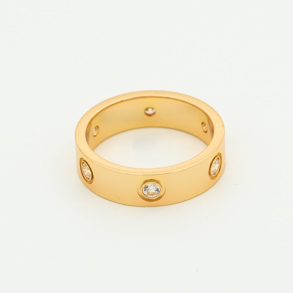 [Lucas Jewelry]LOVE RING 5.5MM 6 DIAMONDS PINK GOLD