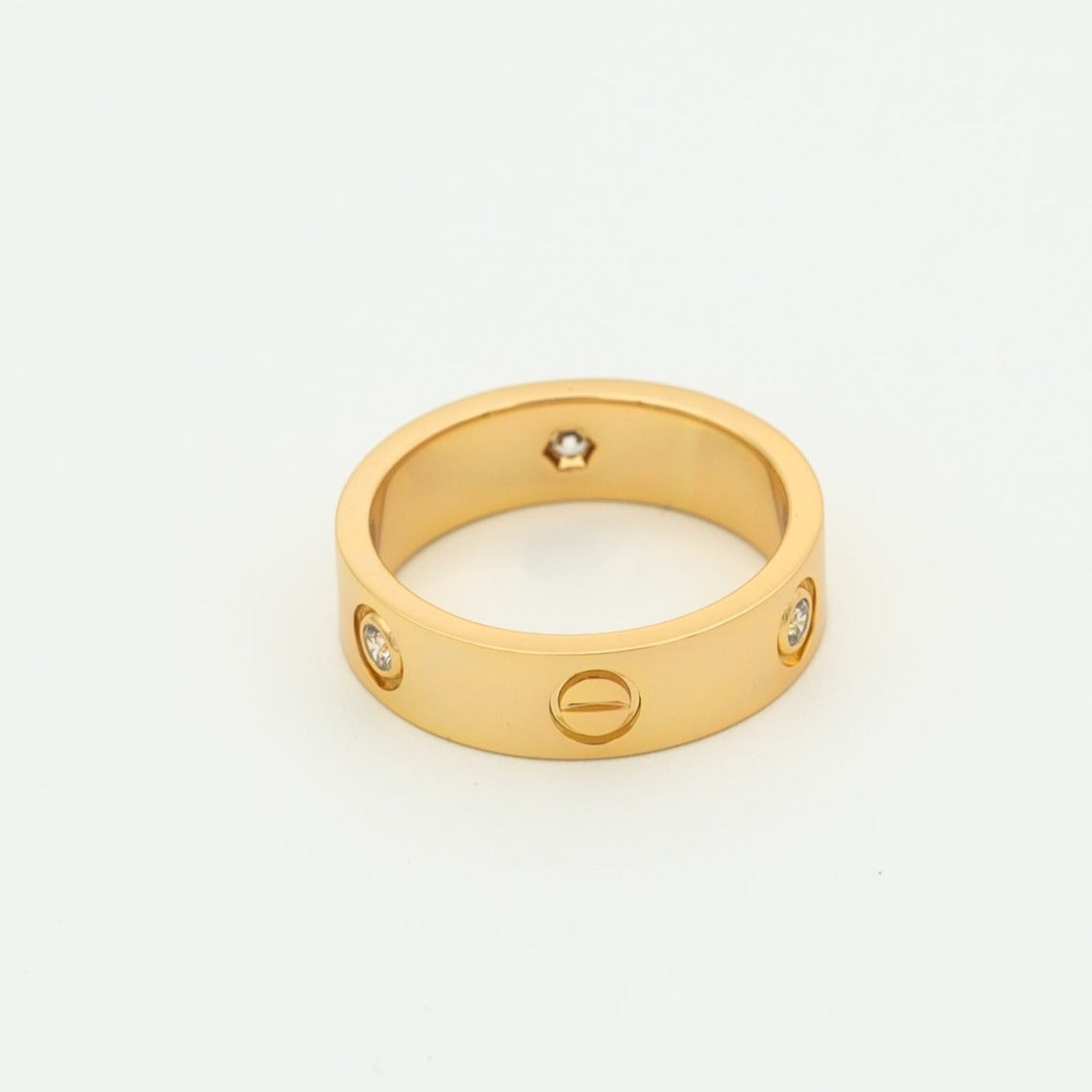 [Lucas Jewelry]LOVE RING 5.5MM 3 DIAMONDS PINK GOLD