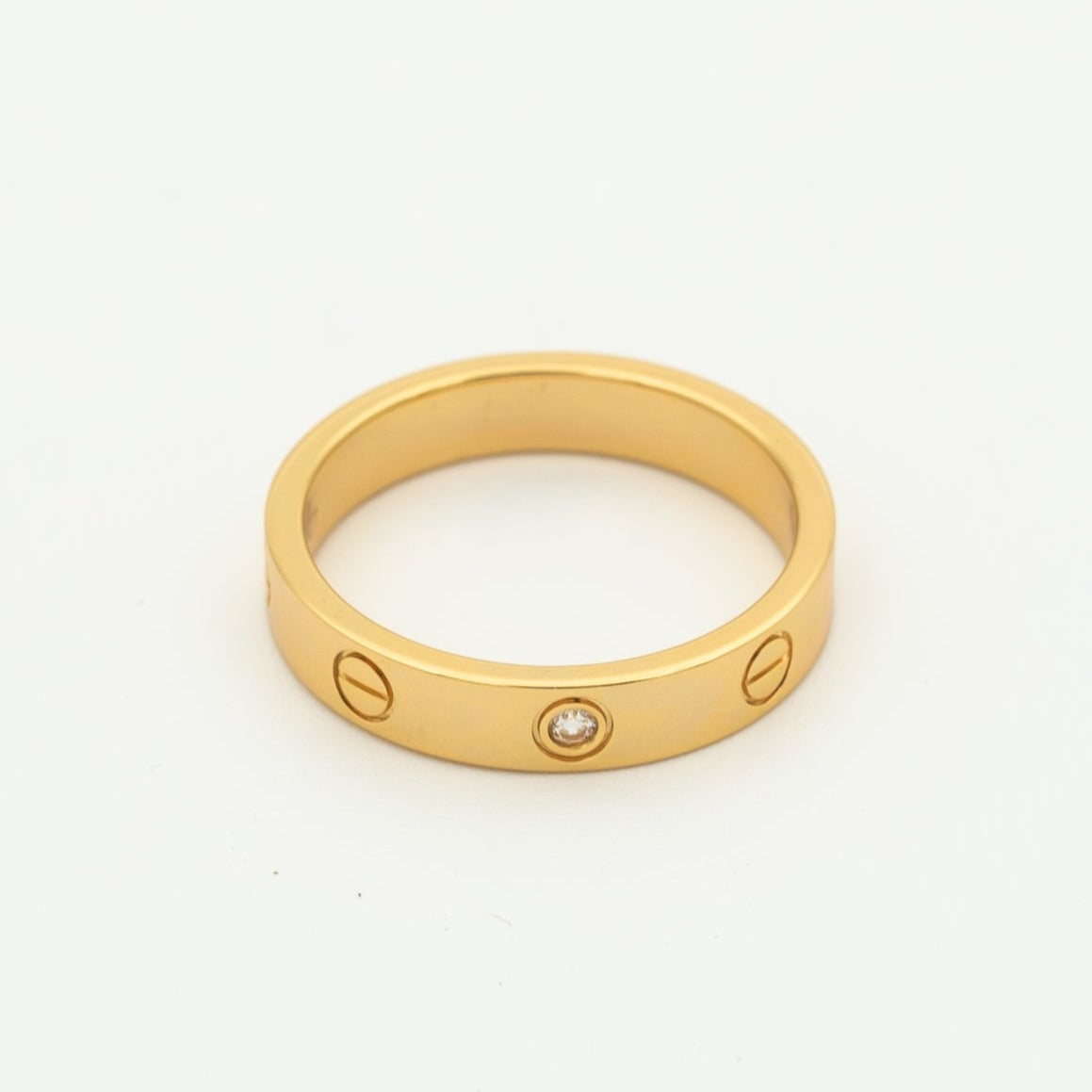 [Lucas Jewelry]LOVE RING 4MM 1 DIAMOND PINK GOLD