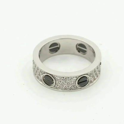 [Lucas Jewelry]LOVE RING 5.5MM DIAMONDS PAVED CERAMIC