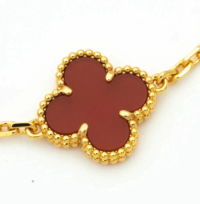 [Lucas Jewelry]CLOVER  5 MOTIFS CARNELIAN GOLD BRACELET