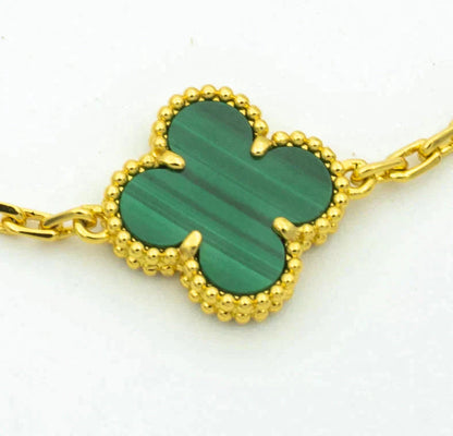 [Lucas Jewelry]CLOVER  5 MOTIF MALACHITE DIAMOND BRACELET