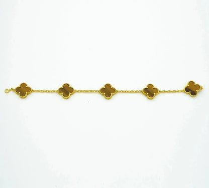 [Lucas Jewelry]CLOVER  5 MOTIFS TIGER EYE BRACELET