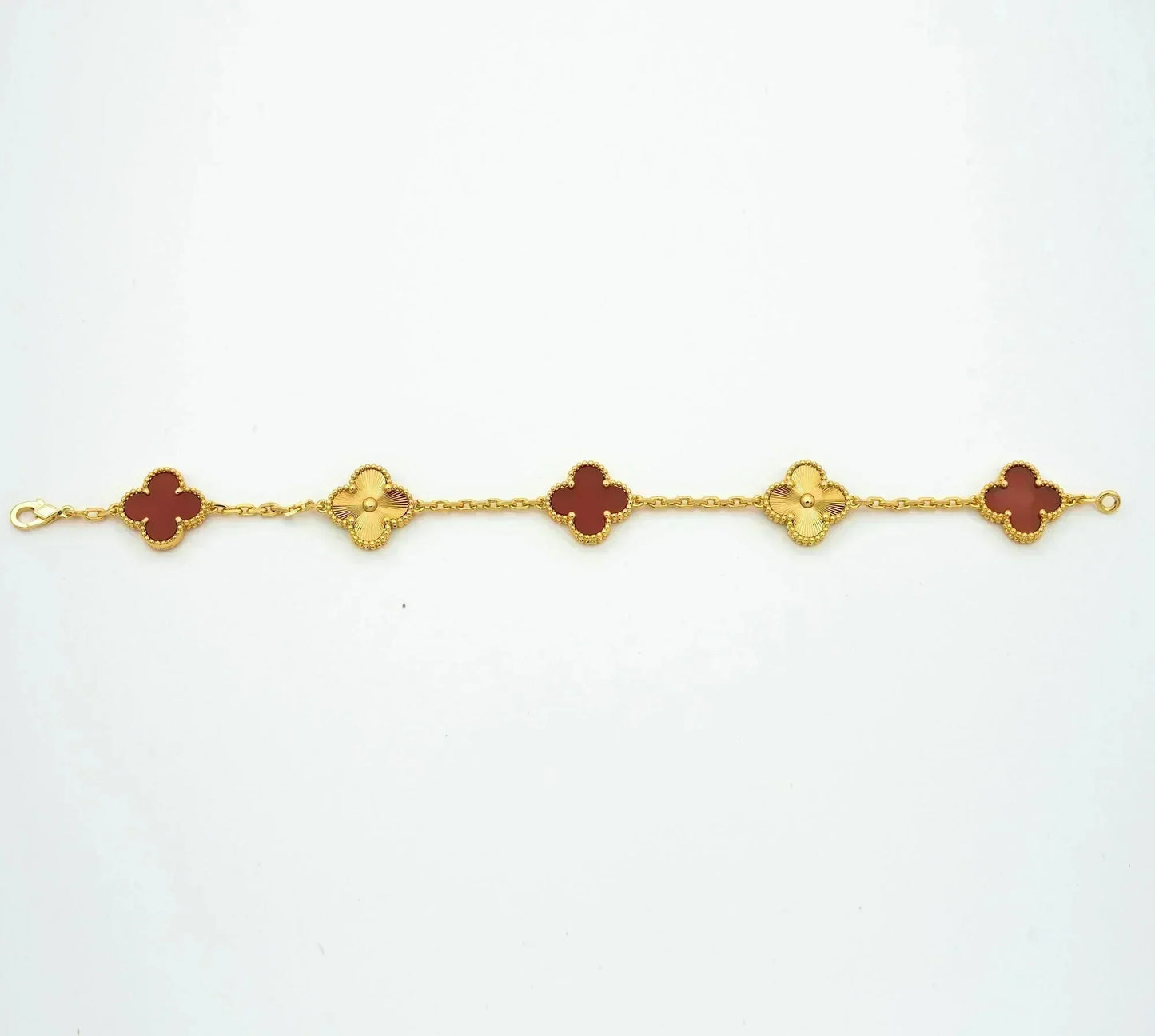 [Lucas Jewelry]CLOVER  5 MOTIFS CARNELIAN GOLD BRACELET