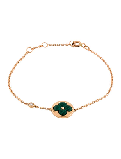 [Lucas Jewelry]SUN MALACHITE 1 DIAMOND PINK GOLD BRACELET