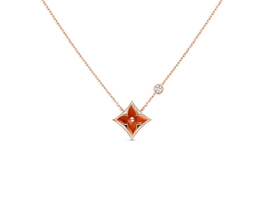 [Lucas Jewelry]STAR NECKLACE PINK GOLD 1 DIAMOND