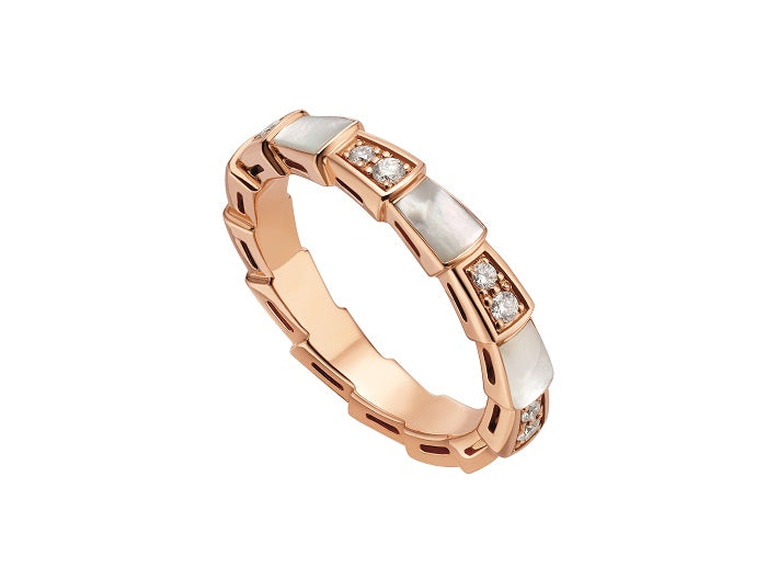 [Lucas Jewelry]SERPENTI RING PINK GOLD DIAMOND MOP 3MM