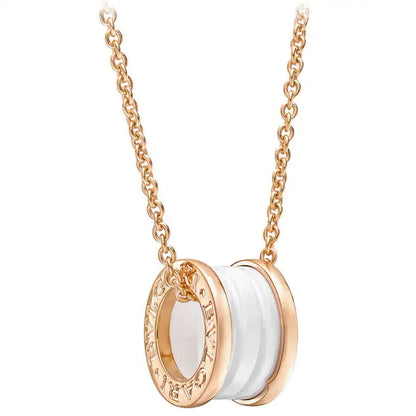 [Lucas Jewelry]ZERO 1 WHITE CERAMIC PINK GOLD DIAMOND NECKLACE