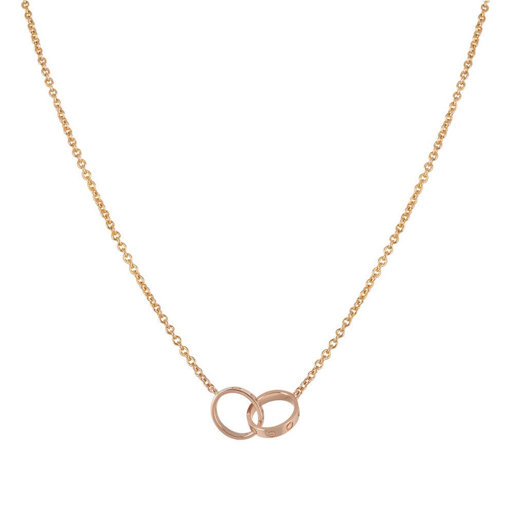 [Lucas Jewelry]LOVE NECKLACE DOUBLE RING PINK GOLD