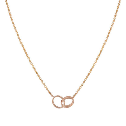 [Lucas Jewelry]LOVE NECKLACE DOUBLE RING PINK GOLD