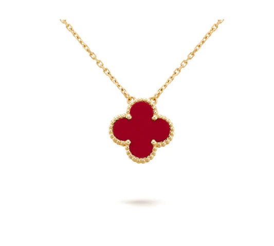 [Lucas Jewelry]CLOVER 15MM CARNELIAN SINGLE FLOWER NECKLACE