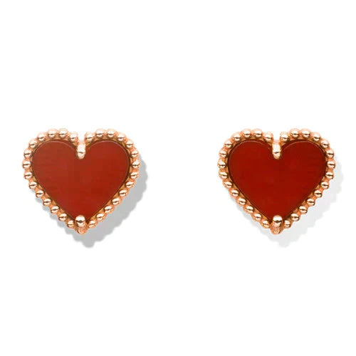 [Lucas Jewelry]HEART CARNELIAN STUD EARRINGS