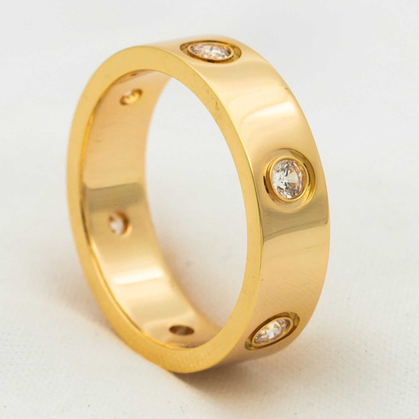 [Lucas Jewelry]LOVE RING 5.5MM 6 DIAMONDS PINK GOLD