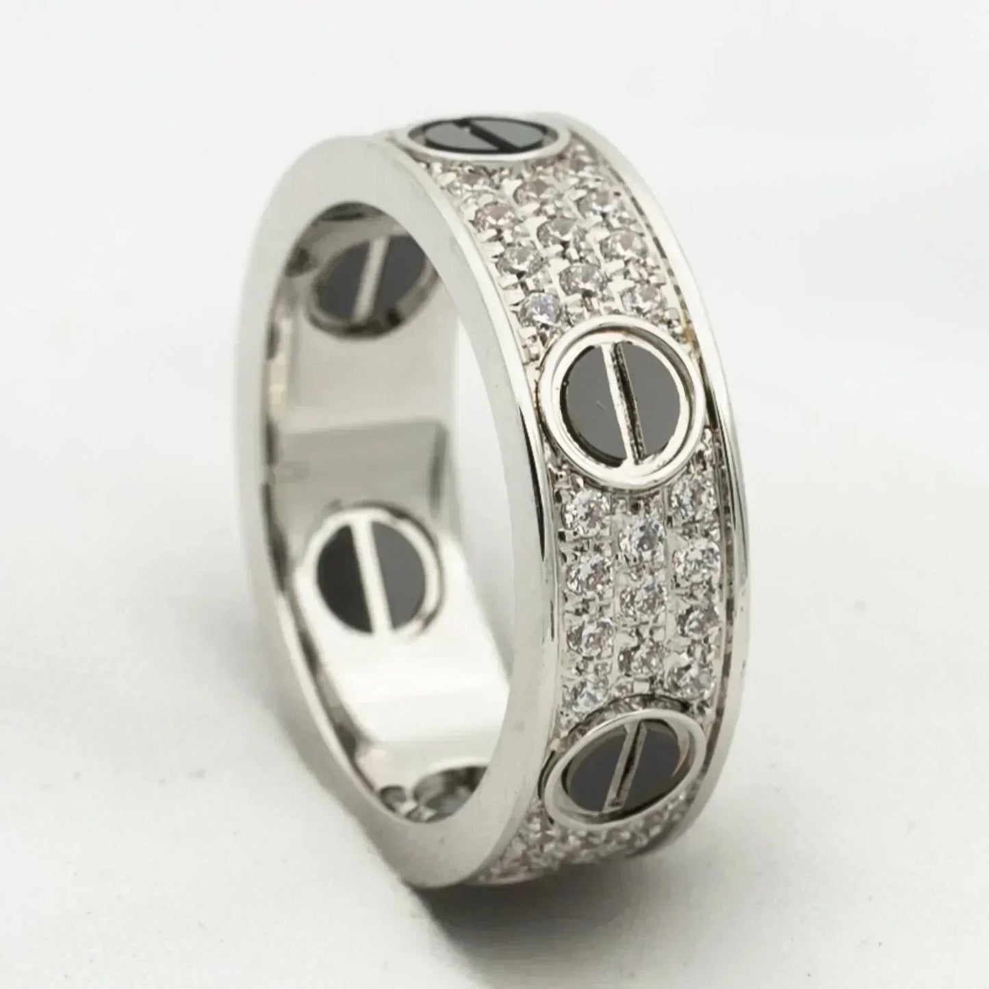 [Lucas Jewelry]LOVE RING 5.5MM DIAMONDS PAVED CERAMIC